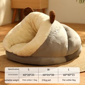 Warm Velvet Padded Thickened Small Dog Nest (Option: Gray Brown Bear-S)