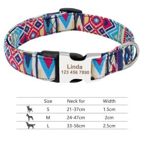 Adjustable Nylon Dog Collar Personalized Dogs Cat ID (Option: 019LBlue-L)