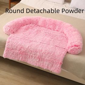 Pet Dog Plush Winter Warm Sofa Cushion (Option: Rounded Rose Pink-L)