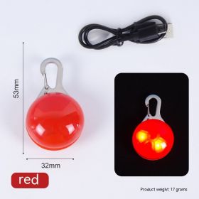 Pet Supplies Rechargeable LED Night Travel Anti-lost Warning Light Pendant (Option: Red Light-Blister Packaging)