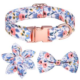 Detachable Hexapetalous Flowers Dog Collar (Option: Blue-L)