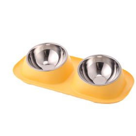 Pet Bowl Stainless Steel Dog Double Neck Basin (Color: yellow)