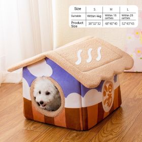 Removable And Washable Semi-surrounded Villa Pet Room (Option: Dark Coffee Color-M)