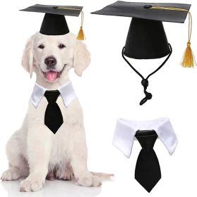 Dog Tassel Doctorial Hat Party Supplies Pet Hat (Option: Black Doctorial Hat Tie No 2-S)