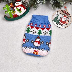 Dog Cat Sweater Pet Clothes Clothing (Option: Blue Snowman-No 6)