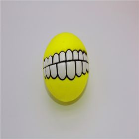 Pet Squeaky Ball Interactive Dog Chewing Toy with Funny Large Teeth Design for Aggressive Chewers Toy (Color: yellow)