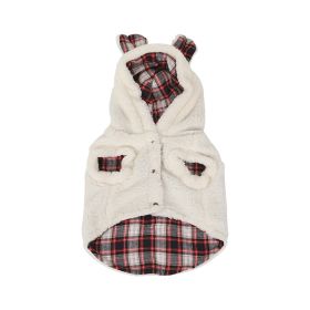 Winter Fleece-lined Pet Clothes (Option: White Red Plaid-S)