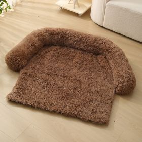 Pet Dog Plush Winter Warm Sofa Cushion (Option: Round Detachable Khaki-L)