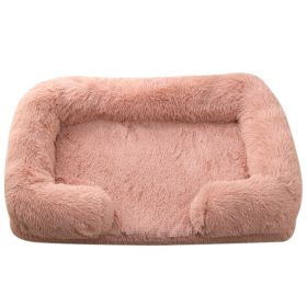 Plush Round Pet Bed Dog Bed Winter (Option: M27 Leather Pink-L No Inner Sleeve)