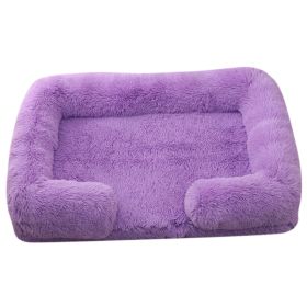 Plush Round Pet Bed Dog Bed Winter (Option: M27 Purple-L No Inner Sleeve)