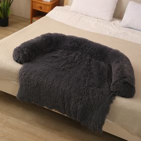 Pet Dog Plush Winter Warm Sofa Cushion (Option: Round Detachable Dark Gray-XL)