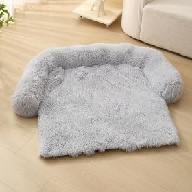 Pet Dog Plush Winter Warm Sofa Cushion (Option: Round Detachable Light Gray-XL)