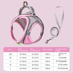 Hand Holding Rope Pet Dog Breast Strap Summer Breathable (Option: Pink-XS)