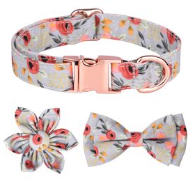 Detachable Hexapetalous Flowers Dog Collar (Option: Gray-M)