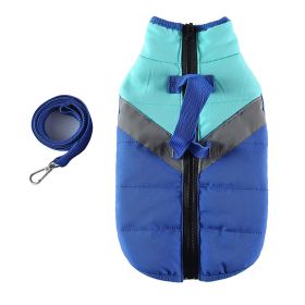 Winter Clothing Cotton Coat Dog Clothes Chest And Back Size Casual Cotton-padded Jacket Pet's Chest-back (Option: Blue-XXL)