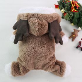 Autumn And Winter Christmas Four Legs Thick Fleece Warm Dog Coat (Option: Brown Elk-L Back Length 35cm)