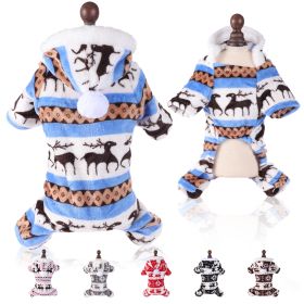 Puppy Clothes Super Soft Coral Fleece Pet Clothes Christmas Outfit (Option: Blue-3XL)