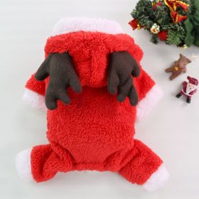 Autumn And Winter Christmas Four Legs Thick Fleece Warm Dog Coat (Option: Red Elk-XL Back Length 40cm)